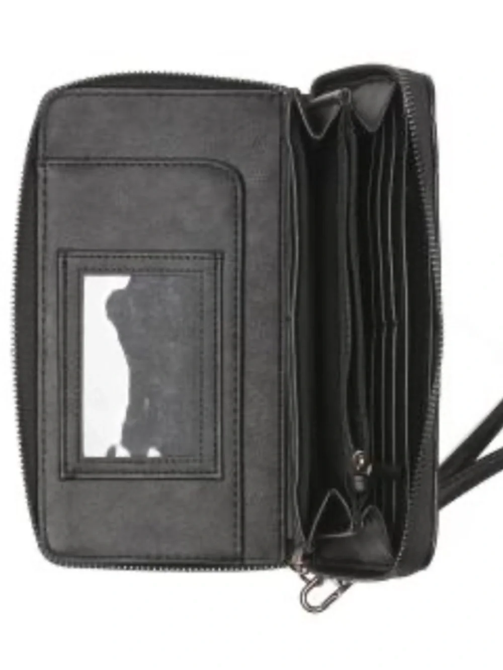 NWT Betsey Johnson Western Cowboy Skull Embossed Zip Wallet Wristlet Black